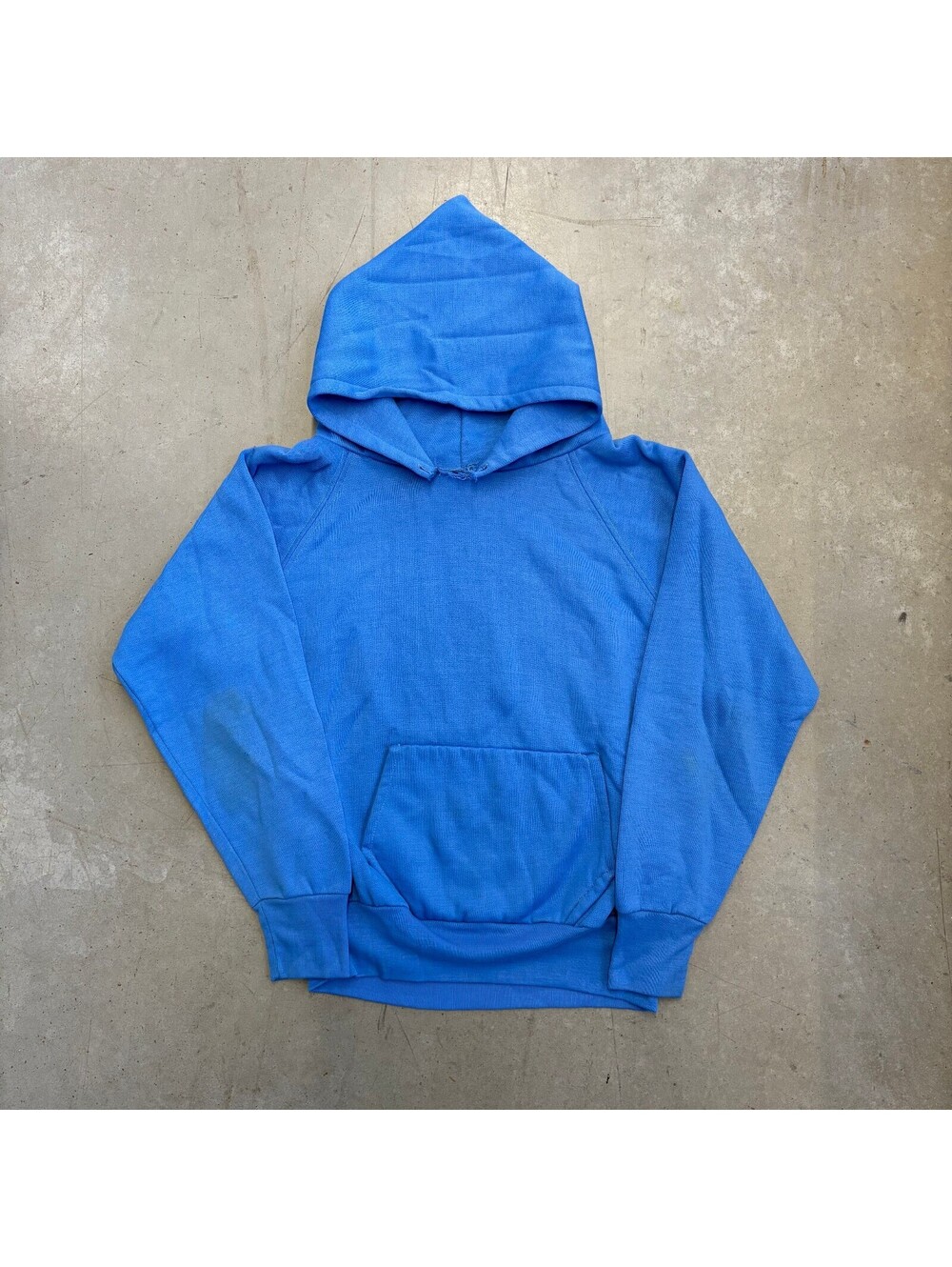 Vintage 70s Scrambler Blank Pullover True Vintage Hoodie Large Blue